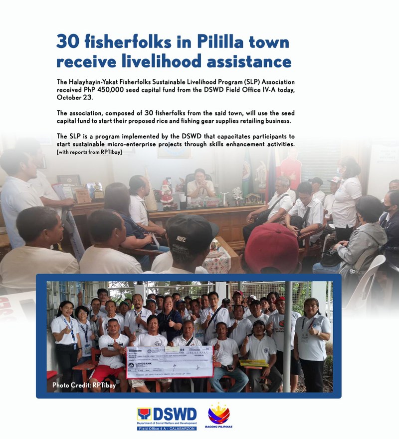 30 Fisherfolk in Pililla Town Receive Livelihood Assistance Under PCB RRP